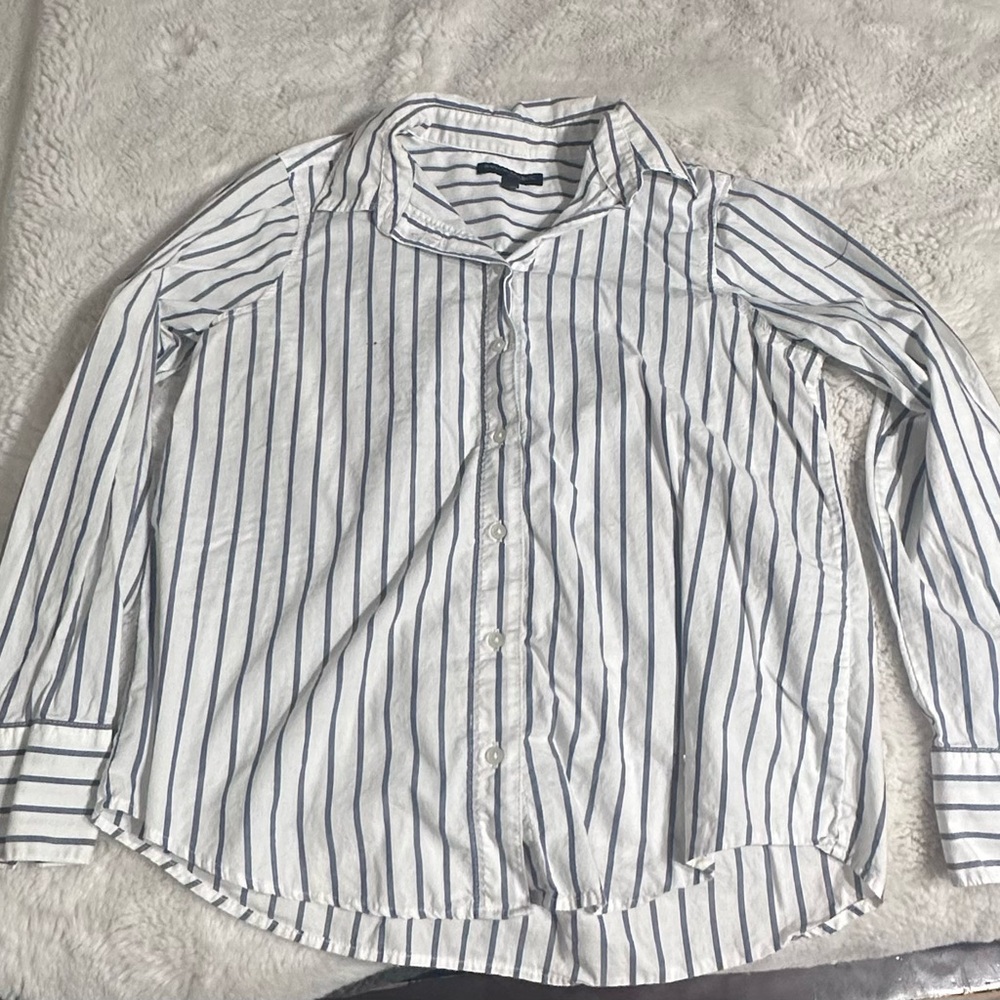 Banana Republic Blue and White Striped Shirt